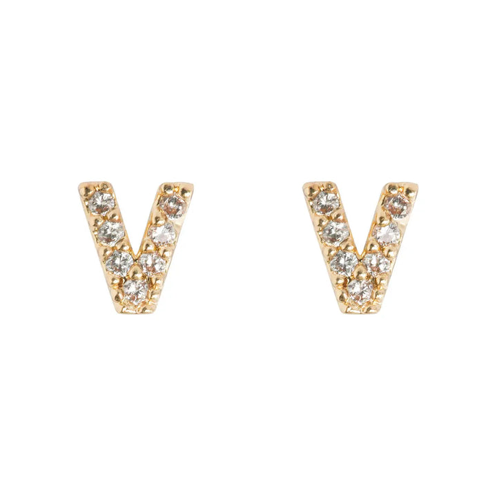 Petite chrystal letter stud earring V