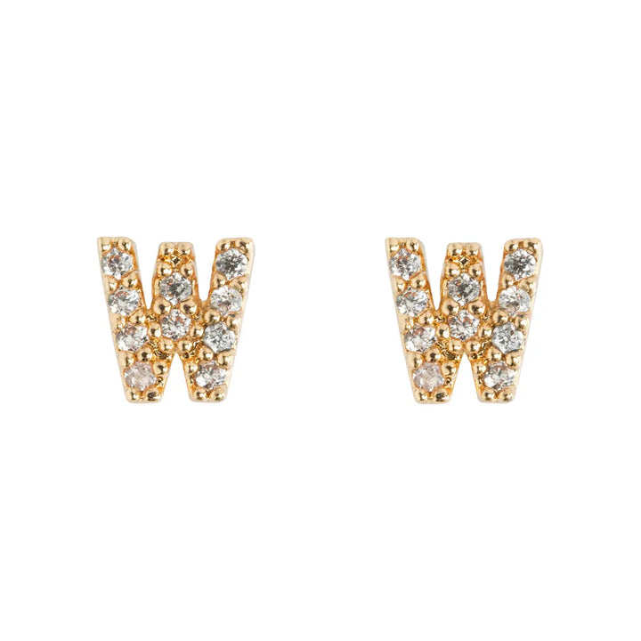 Petite chrystal letter stud earring W