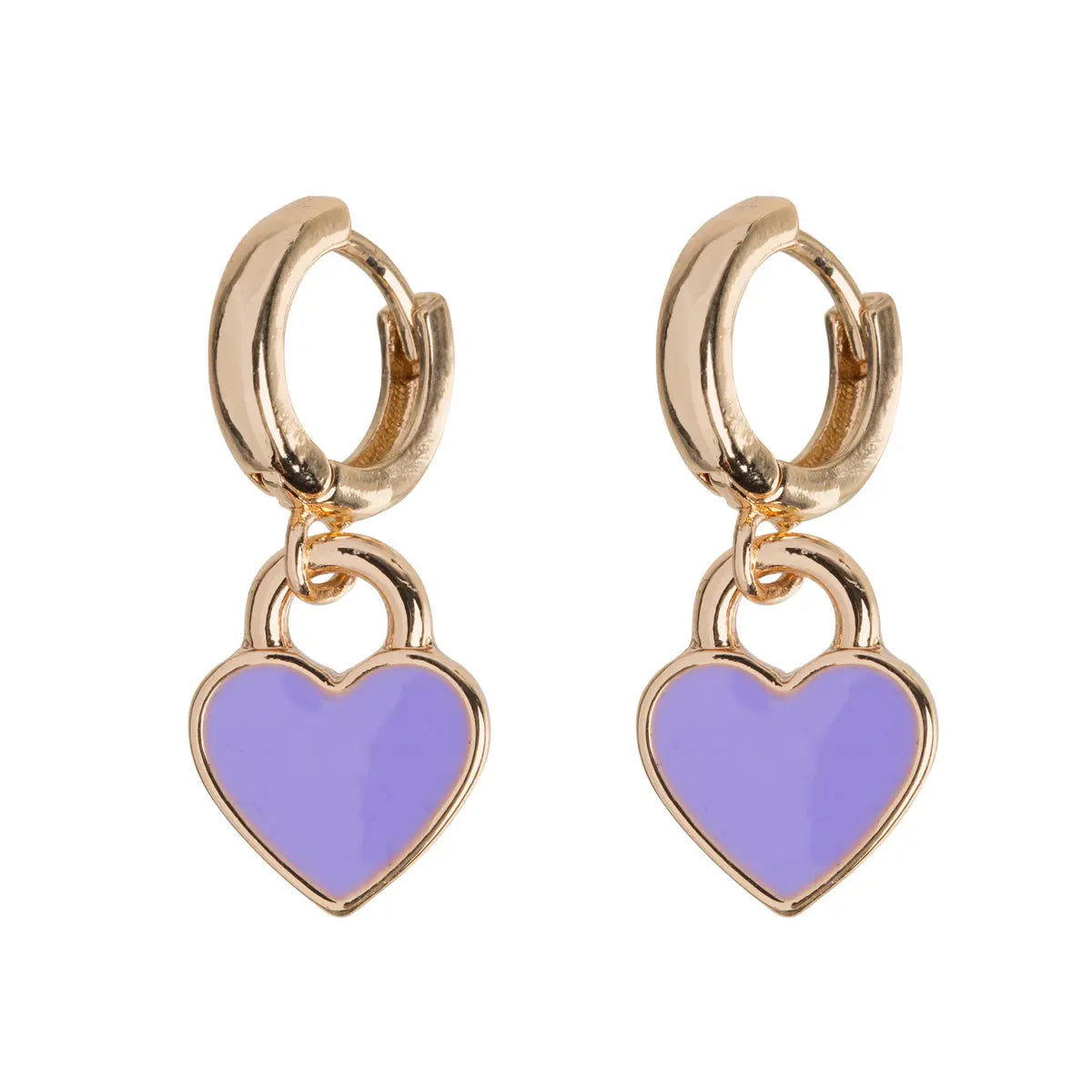 Purple Enamel Heart Hoop Earring