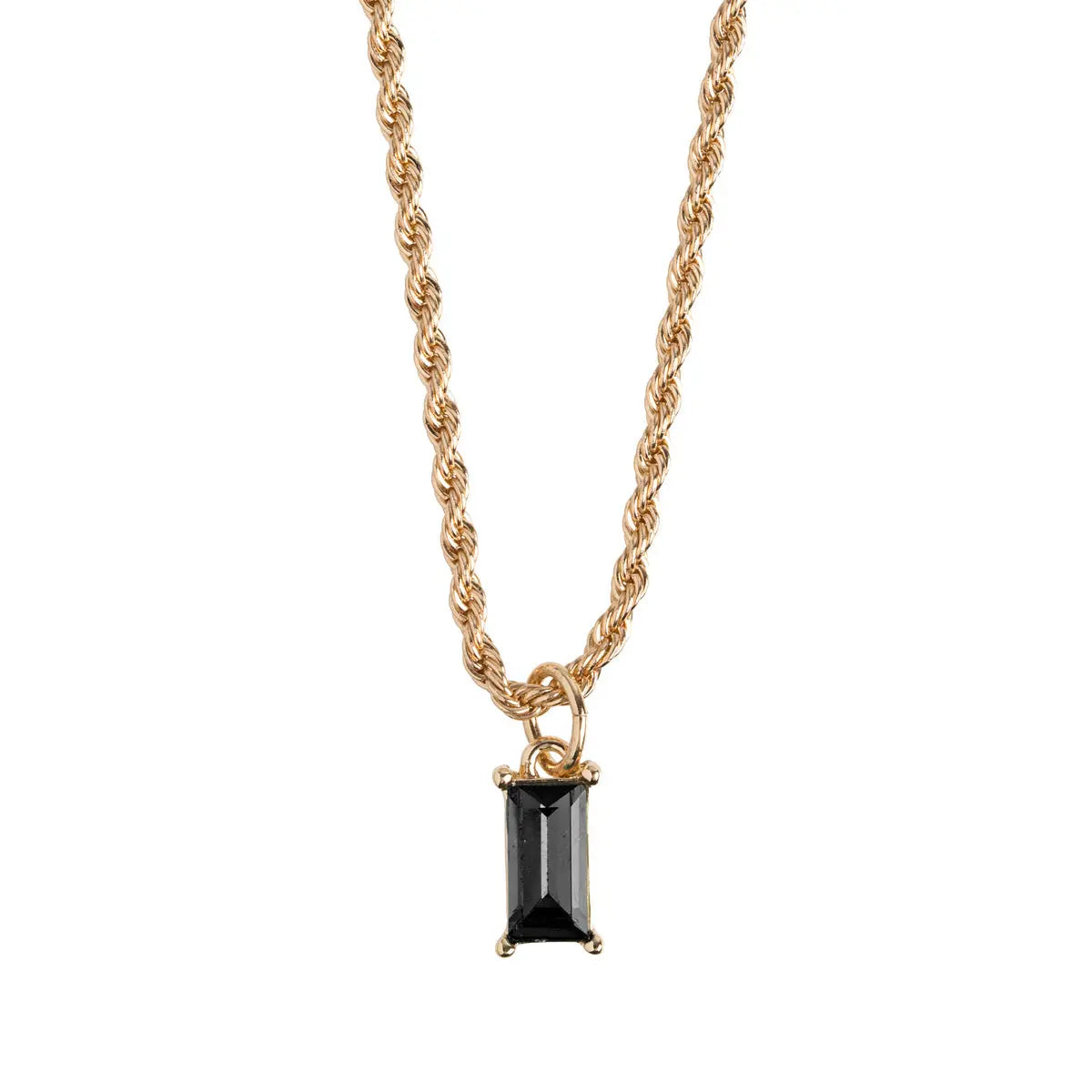 Black Crystal with twisted chain Necklace