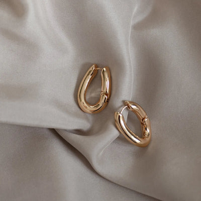 Asymmetric Hoop Earrings - Gold