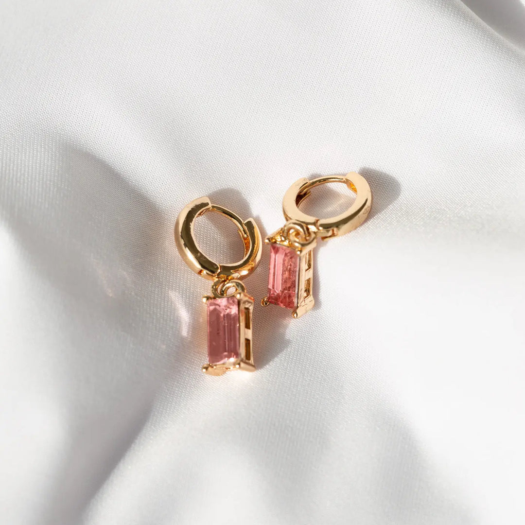 Rectangular Earring Hoop - Pink Timi of Sweden