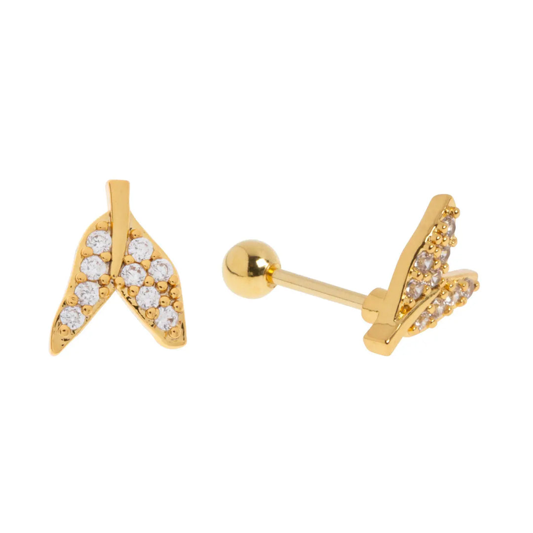 Alix - Crystal Leaf Stud Earrings Stainless Steel