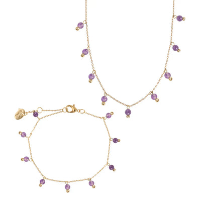 Semi Precious Bead Set Bracelet and Necklace